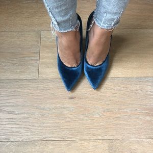 Zara Blue Velvet Shoes
